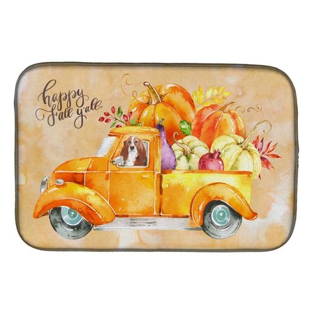 CAROLINES TREASURES Fall Harvest Basset Hound Dish Drying Mat CK2606DDM